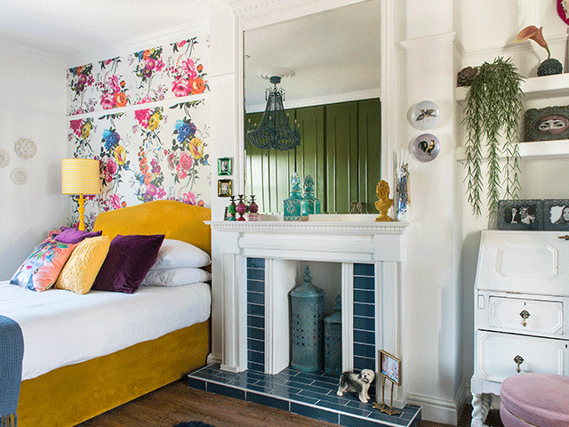 The reclaimed fireplace