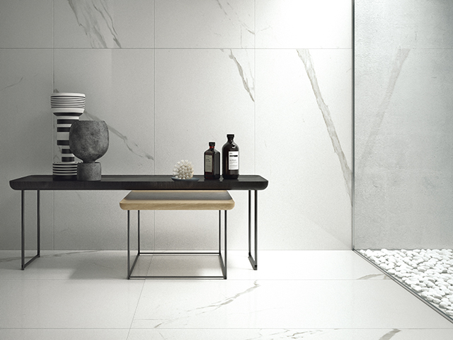 Indigenuous marble lookalike bathroom tiles