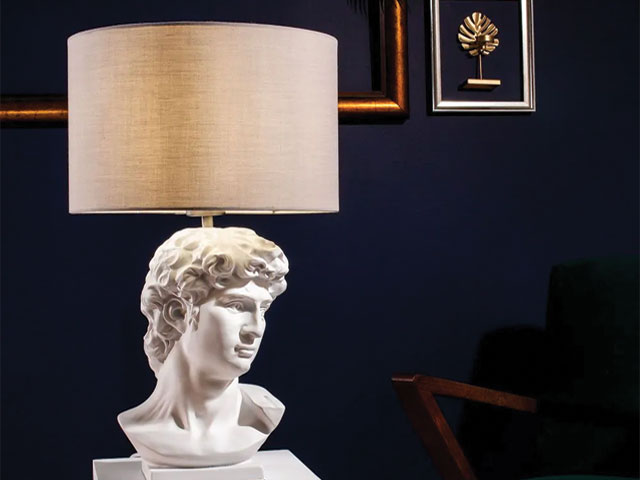lighting ideas: quirky table lamps like the Frank Bust table lamp from BHS add a playful touch to your interiors