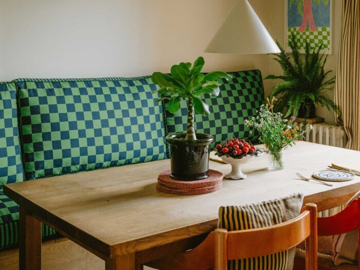 For chic gingham decorating ideas look at using it in upholstery
