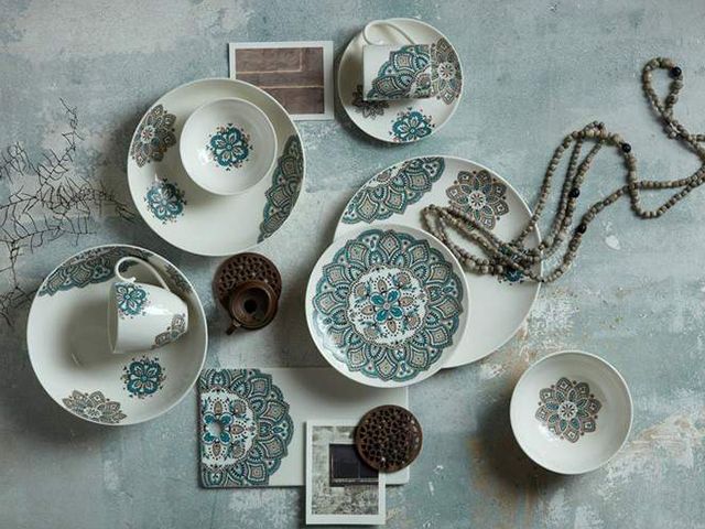 Denby monsoon home global pattern dinner plate set - dining room - goodhomesmagazine.com