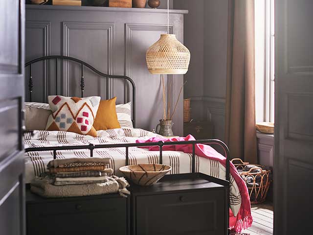 Cabincore bed styled by IKEA