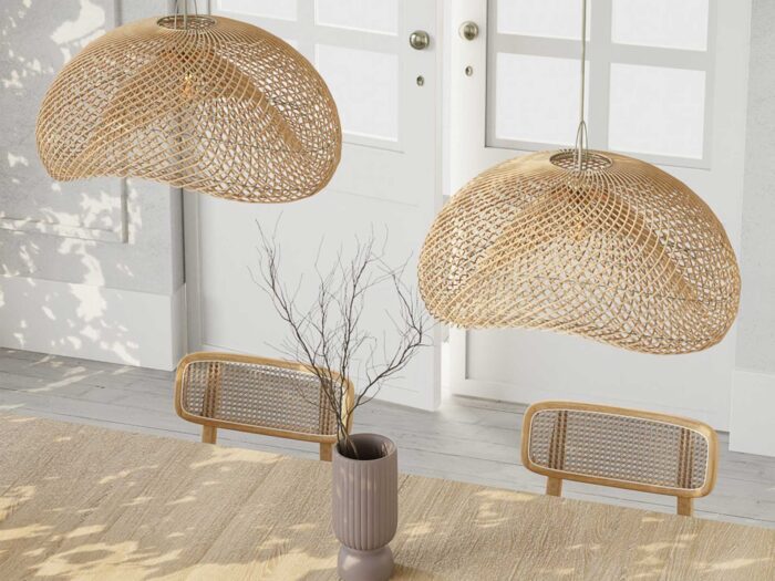 Match your rattan furniture in your lampshades and chairs