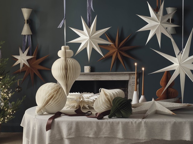 Hanging paper Christmas decorations