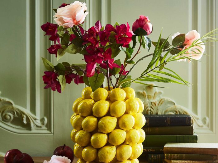 Give your floral arrangements a playful update with a lemon vase