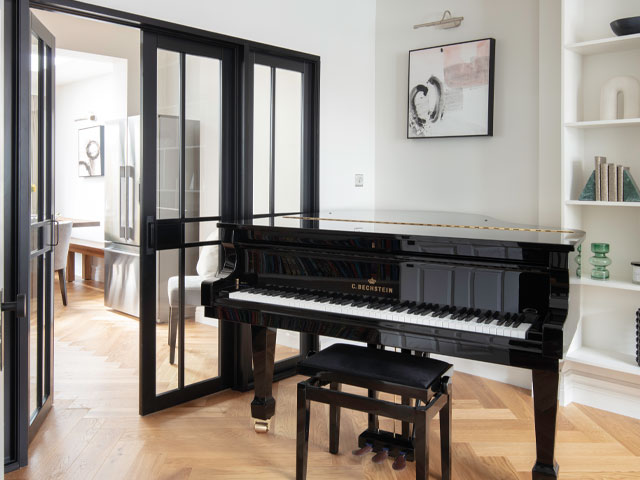 Positioning the large piano was a key factor in remodelling this Edwardian terrace in west London