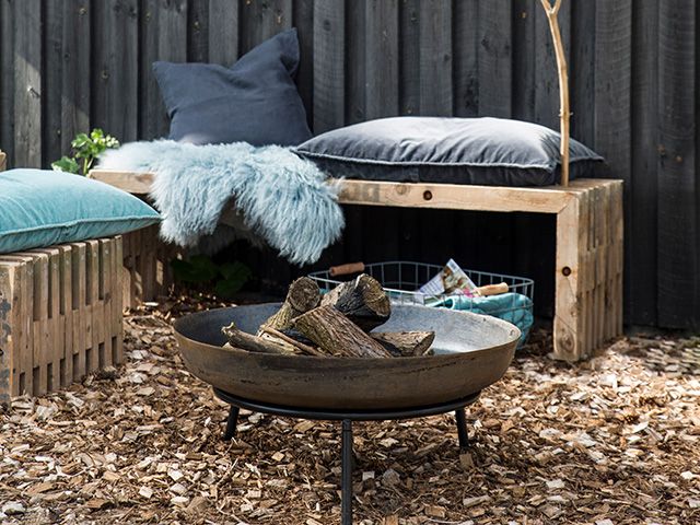 outdoor space with firepit - goodhomesmagazine.com - garden