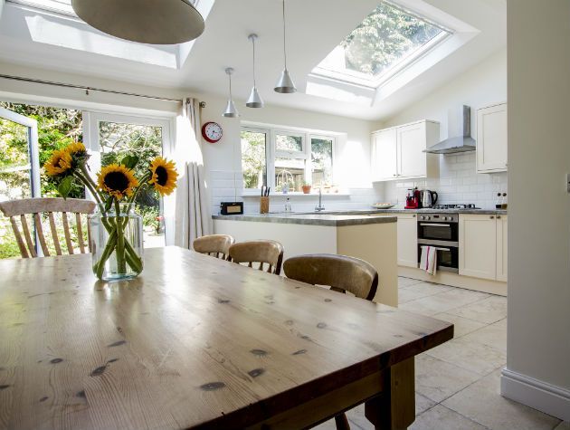 Open plan kitchen diner with Nu Heat UFH