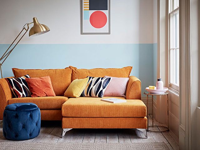 orange sofa - how to update your living room for spring