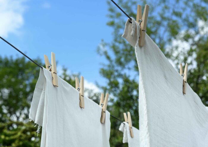 On a blue sky day get your washing line fresh by drying it outside