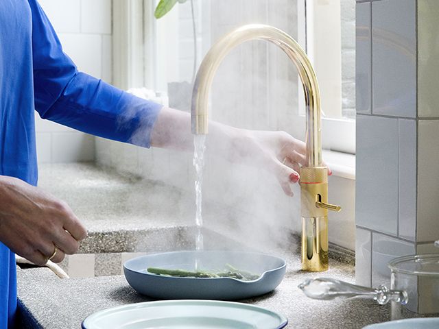 quooker fusion round gold hot tap - kitchen - goodhomesmagazine.com