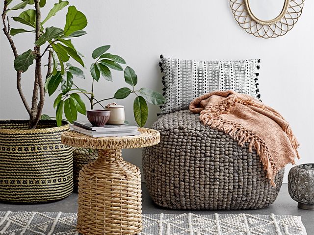 Natural materials like rattan and jute add to a cosy vibe. 