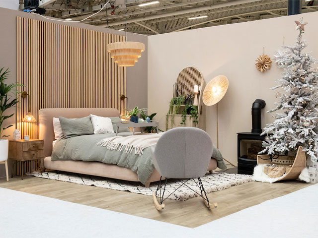 The Good Homes Relaxed Japandi roomset at Ideal Home Show Christmas