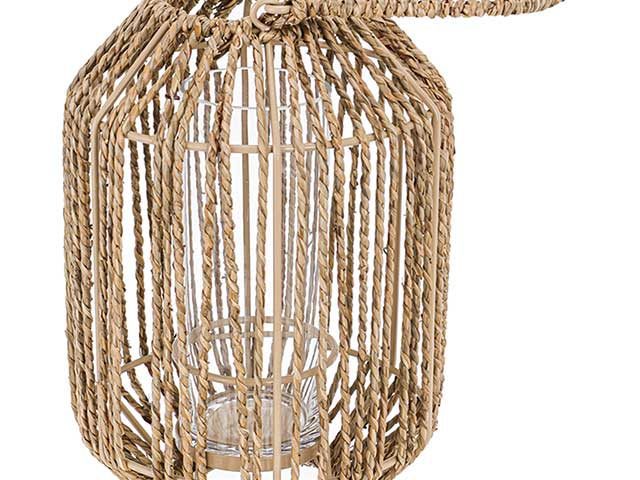 Rattan lantern on white background