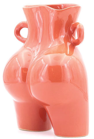 Peachy bum female empowerment vase on white background