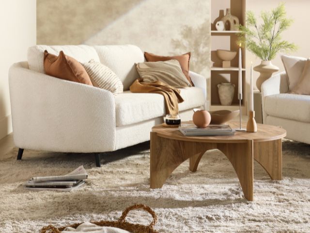 Low white sofa in a calming living room