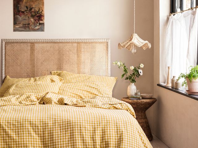Summer bedding from Piglet In Bed yellow checked duvet set
