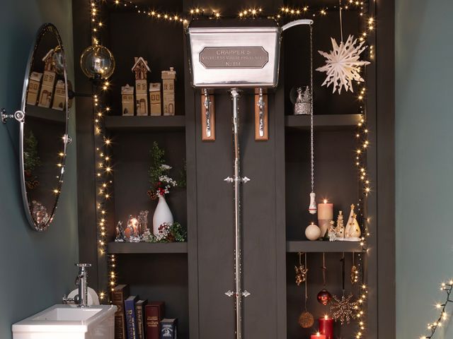 Toilet decorated for Christmas