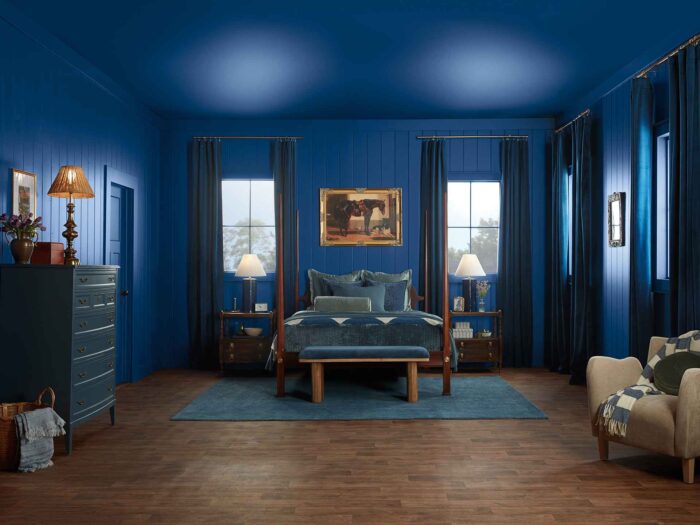 Valspar's blue is called Encore, whose "atmospheric deep blue tones emulate both the elusive luxury of Old World design and the futuristic blending of our physical and digital world".
