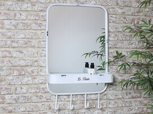 white mirror with hooks - 5 stylish bathroom mirrors under £50 - bathroom - goodhomesmagazine.com